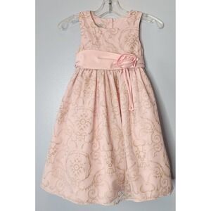 Marmellata Dress Toddler Girls 3T Pink Gold Glitter Floral Rosette Party EXC
